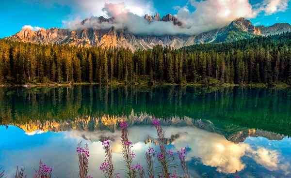 Lake Carezza with Mount Latemar Bolzano province South tyrol 767761750